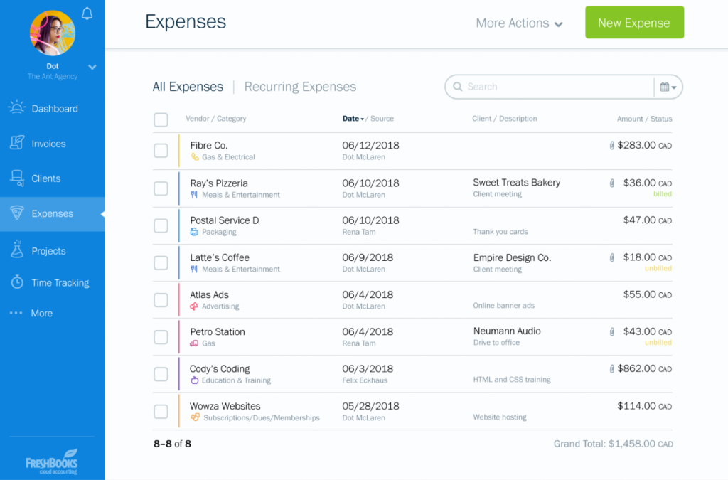 Freshbooks vs Quickbooks - Freshbooks has a brighter, cleaner layout.