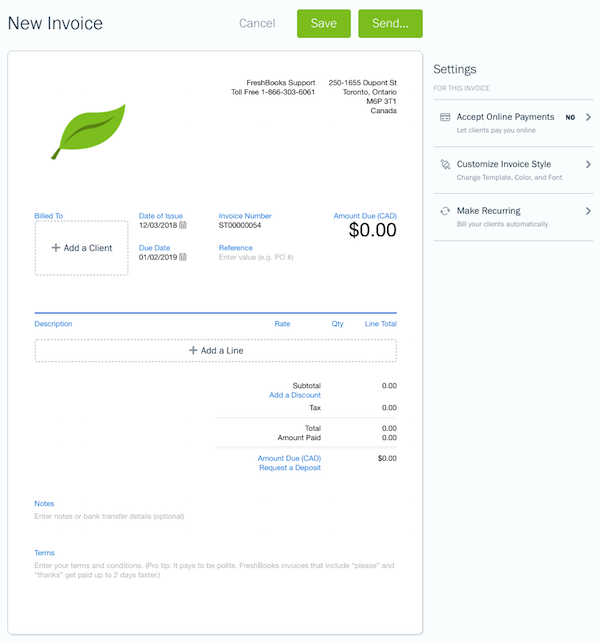 Freshbooks Invoice